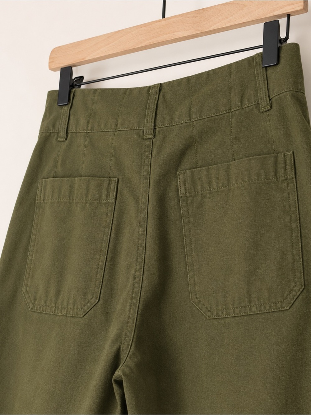 Anthropologie Maeve Colette Olive Green Crop Wide Leg Twill Pants 28 - Picture 5 of 8